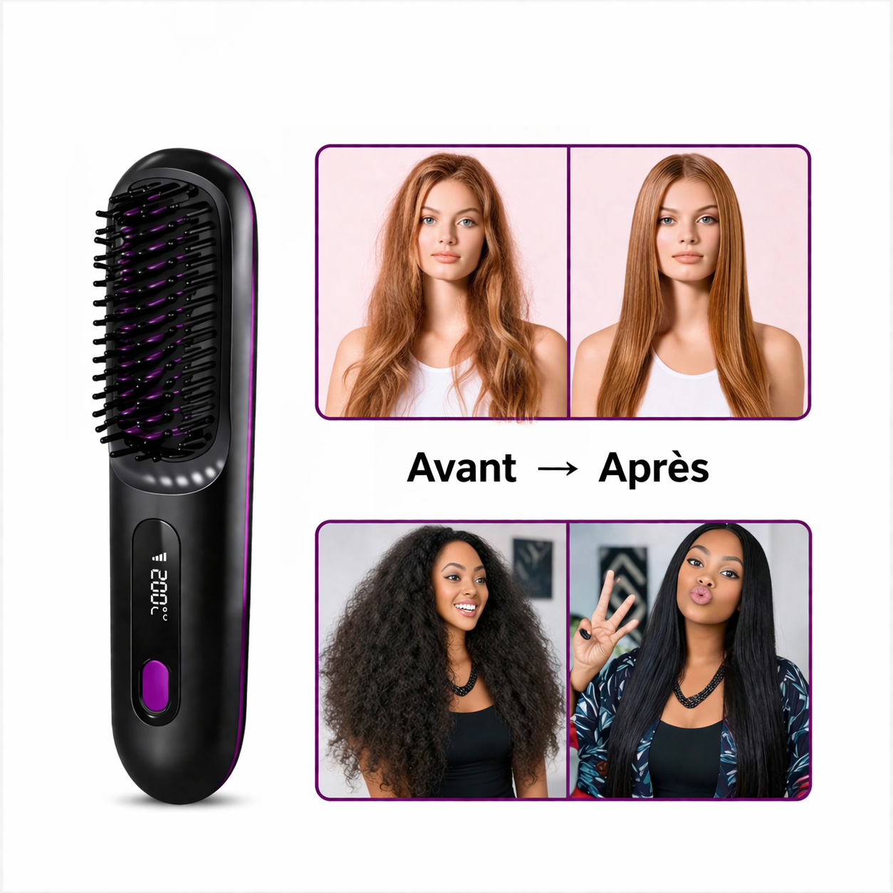 Brosse Lissante Sans Fil LED Rechargeable