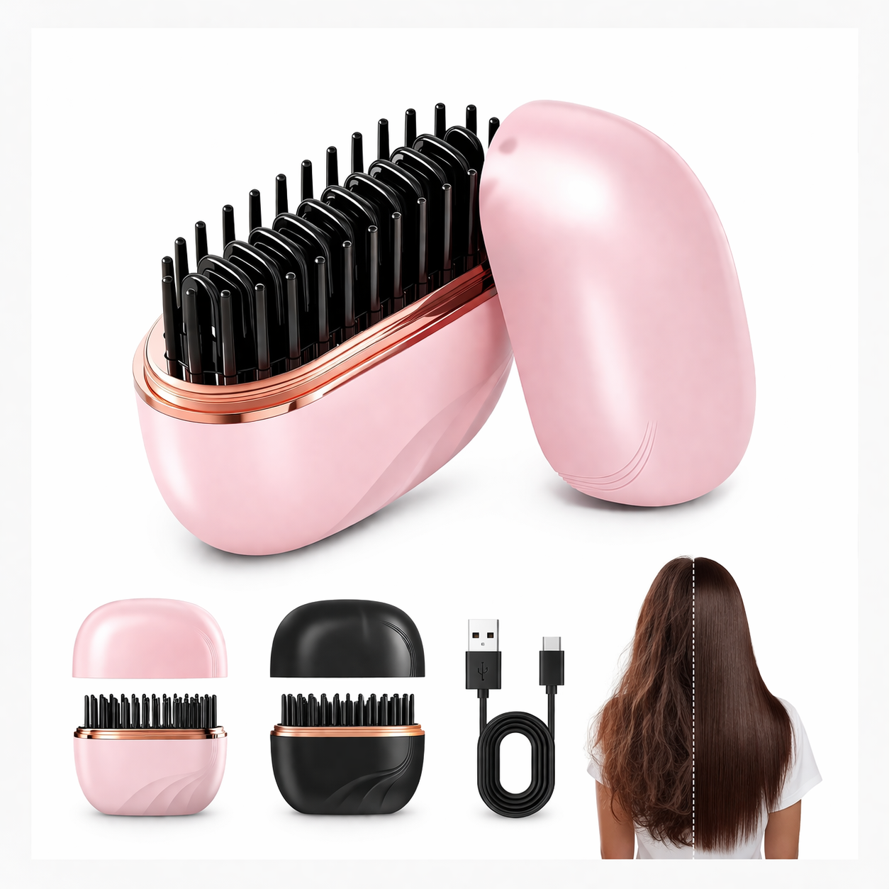 Mini Brosse Lissante Sans Fil Rechargeable