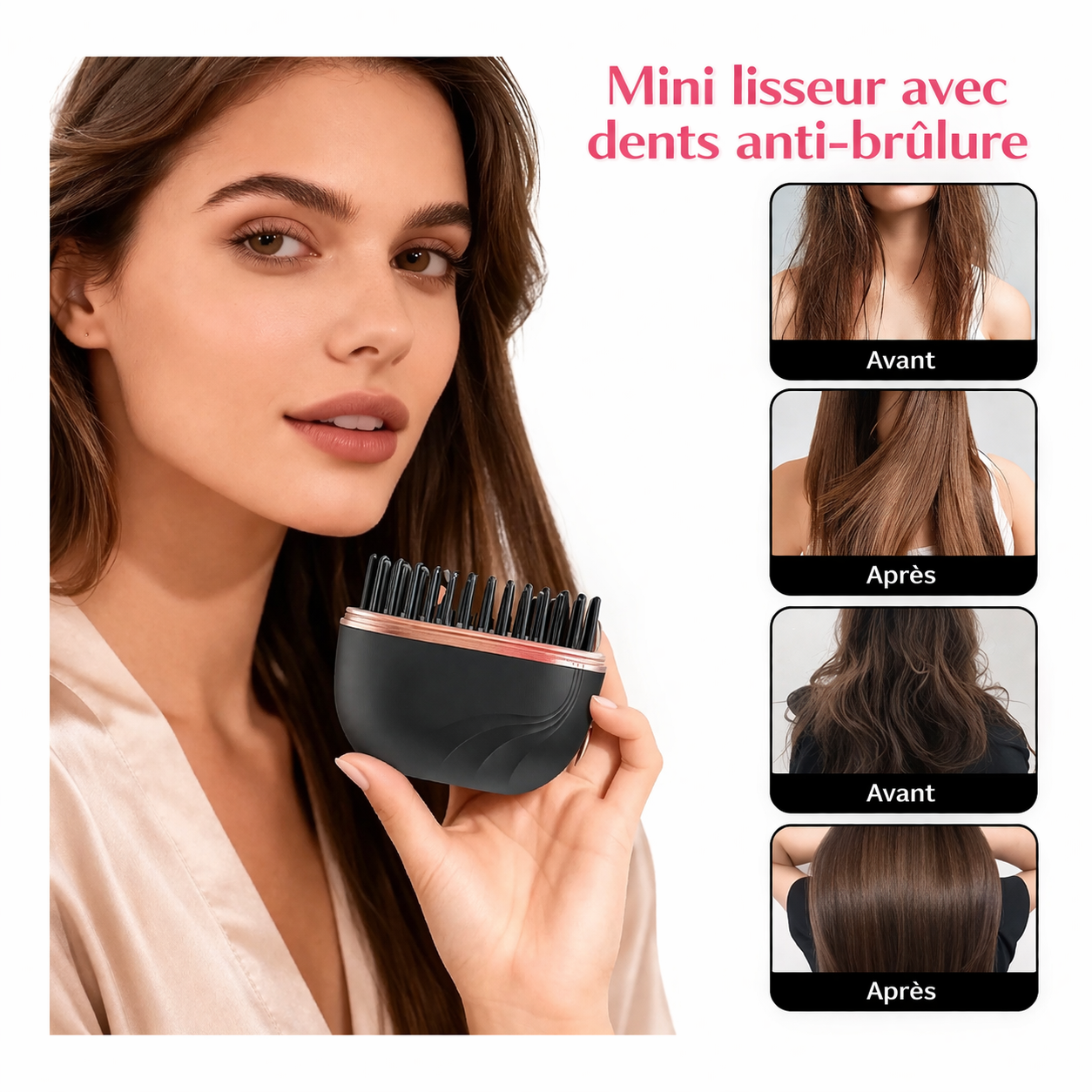 Mini Brosse Lissante Sans Fil Rechargeable