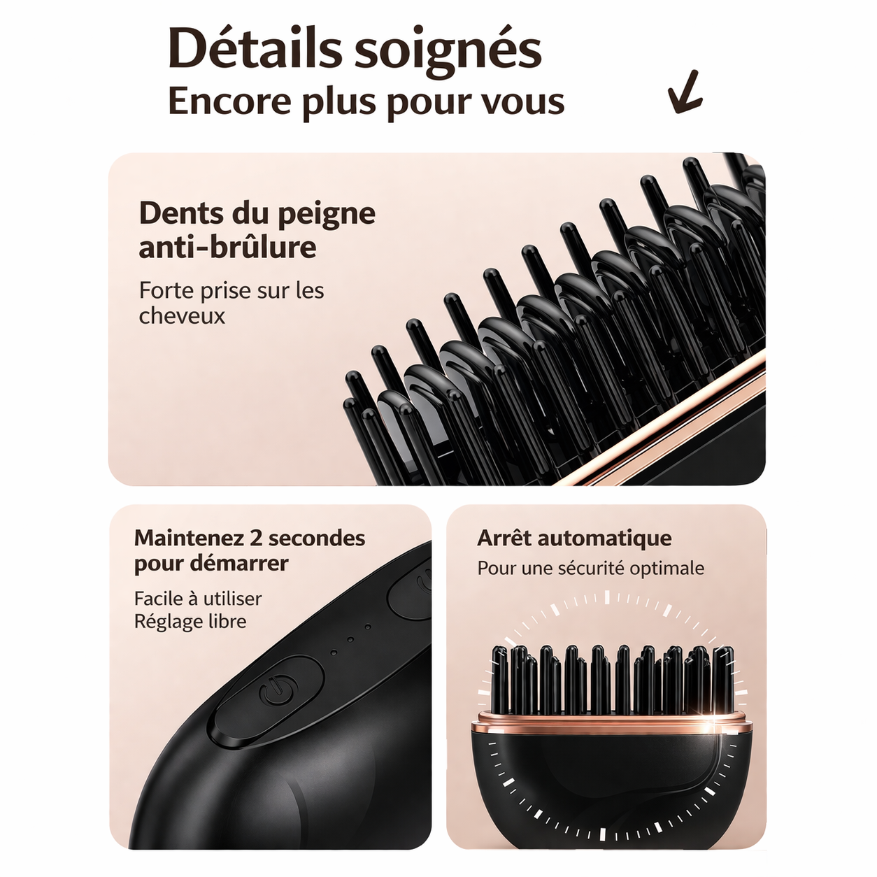 Mini Brosse Lissante Sans Fil Rechargeable