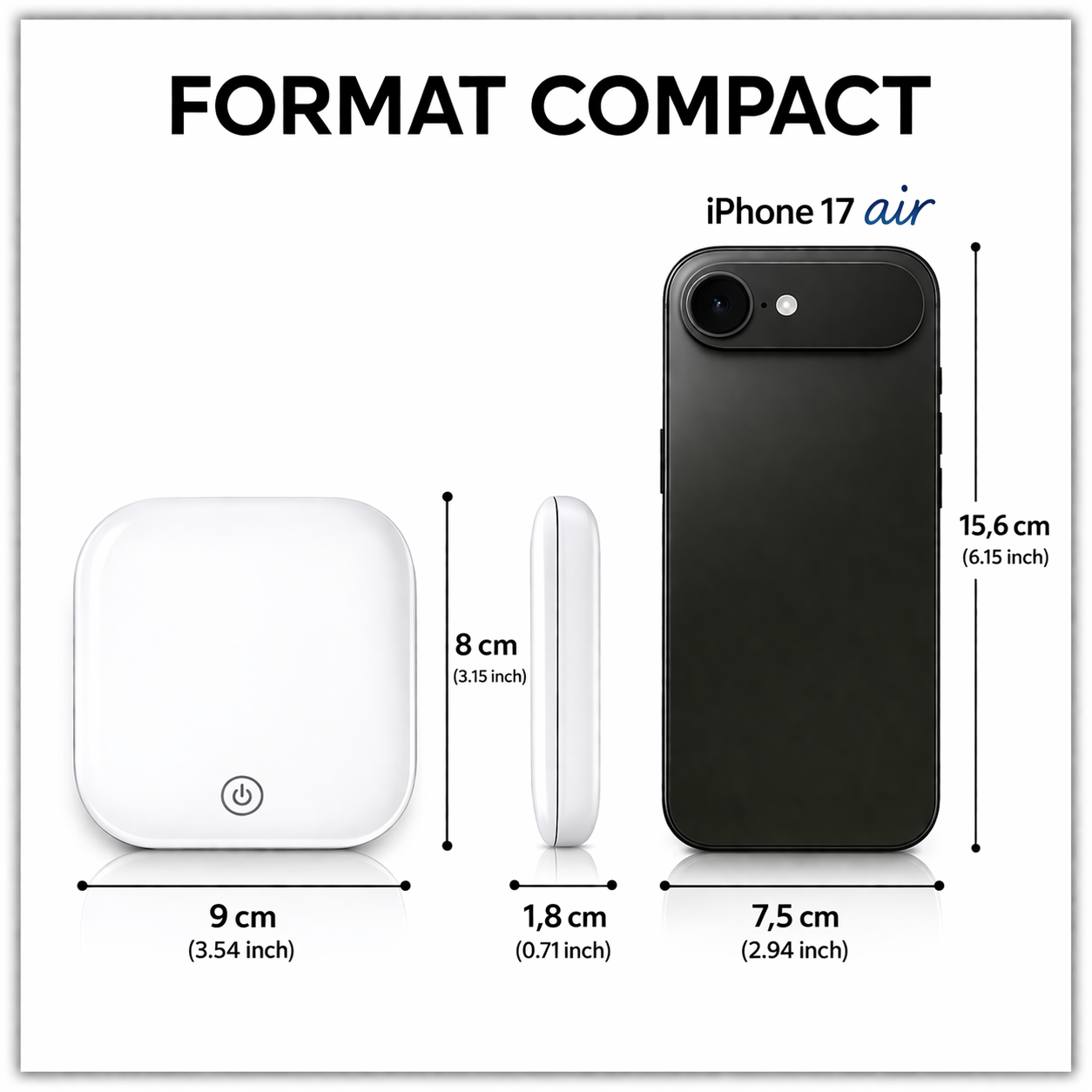 Miroir de Poche LED Compact – Grossissement 1x/2x, Éclairage Intégré