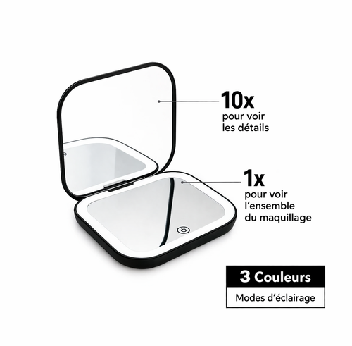 Kit Lissage Beauté 3-en-1 – Brosse Chauffante Sans Fil + Miroir LED + Trousse