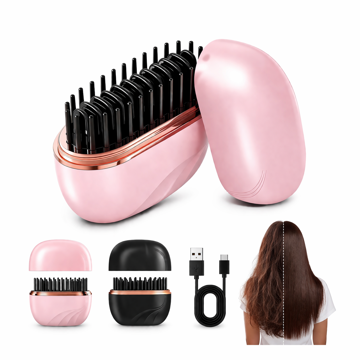 Mini Brosse Lissante Sans Fil Rechargeable